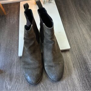 Thursday Duchess Chelsea Booties in Dark Olive Suede